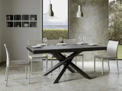Mesa extensible de diseño con patas entrelazadas antracita Klass-Color Gris cemento-Ancho extensible
