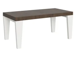 Mesa extensible de madera de nogal y patas de madera blanca de 6 a 20 plazas Kristo de 180 a 440 cm-Soporte 2 pies