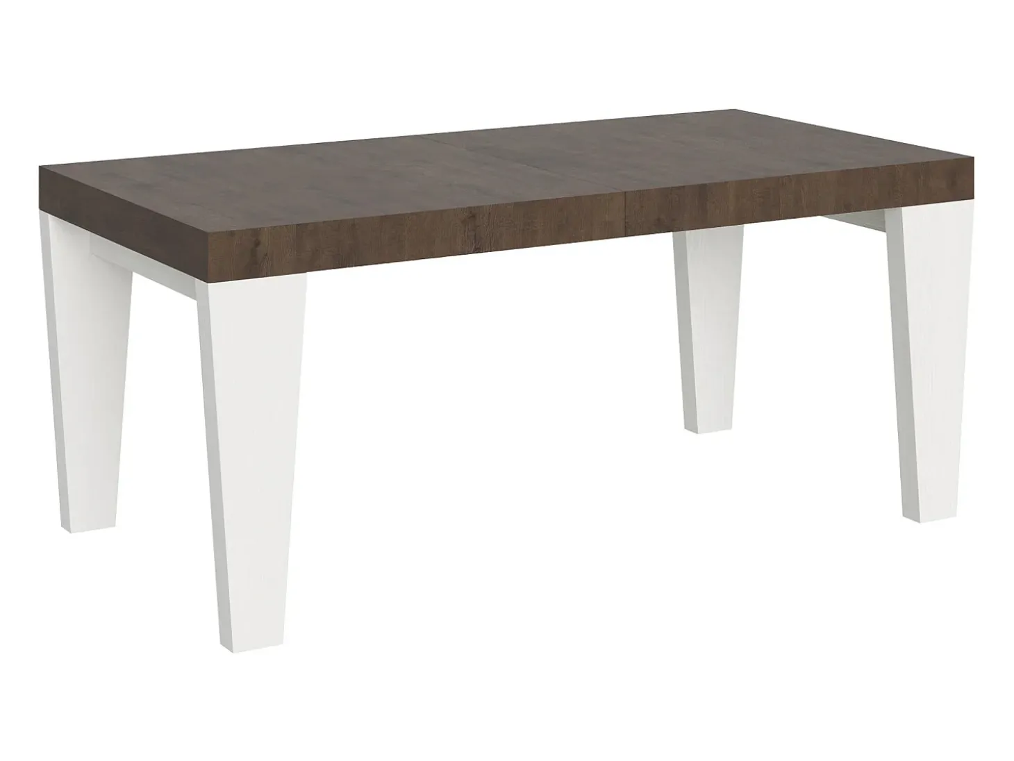 Mesa extensible de madera de nogal y patas de madera blanca de 6 a 12 personas Kristo L 180 a 284 cm-Soporte 2 pies