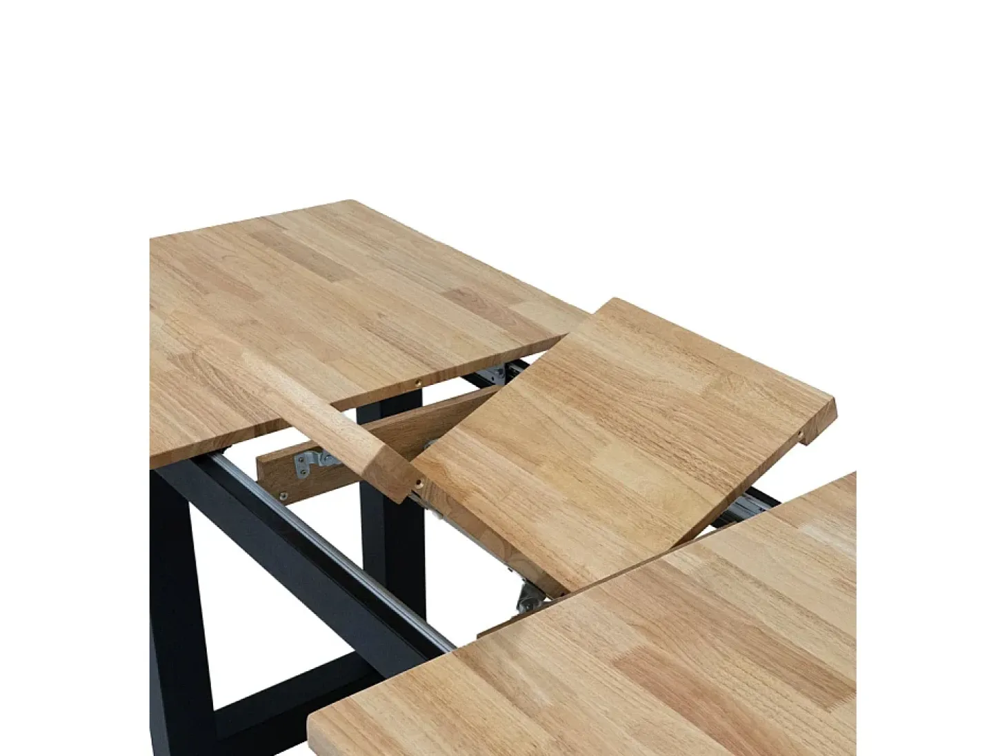 Mesa extensible de 77x140-180x80 cm de madera maciza de roble y patas metálicas Versus