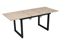Mesa extensible industrial, MDF y metal, 140/180x80x75 cm, diseño moderno, color negro y madera natural (L140/180xP80xH75cm)
