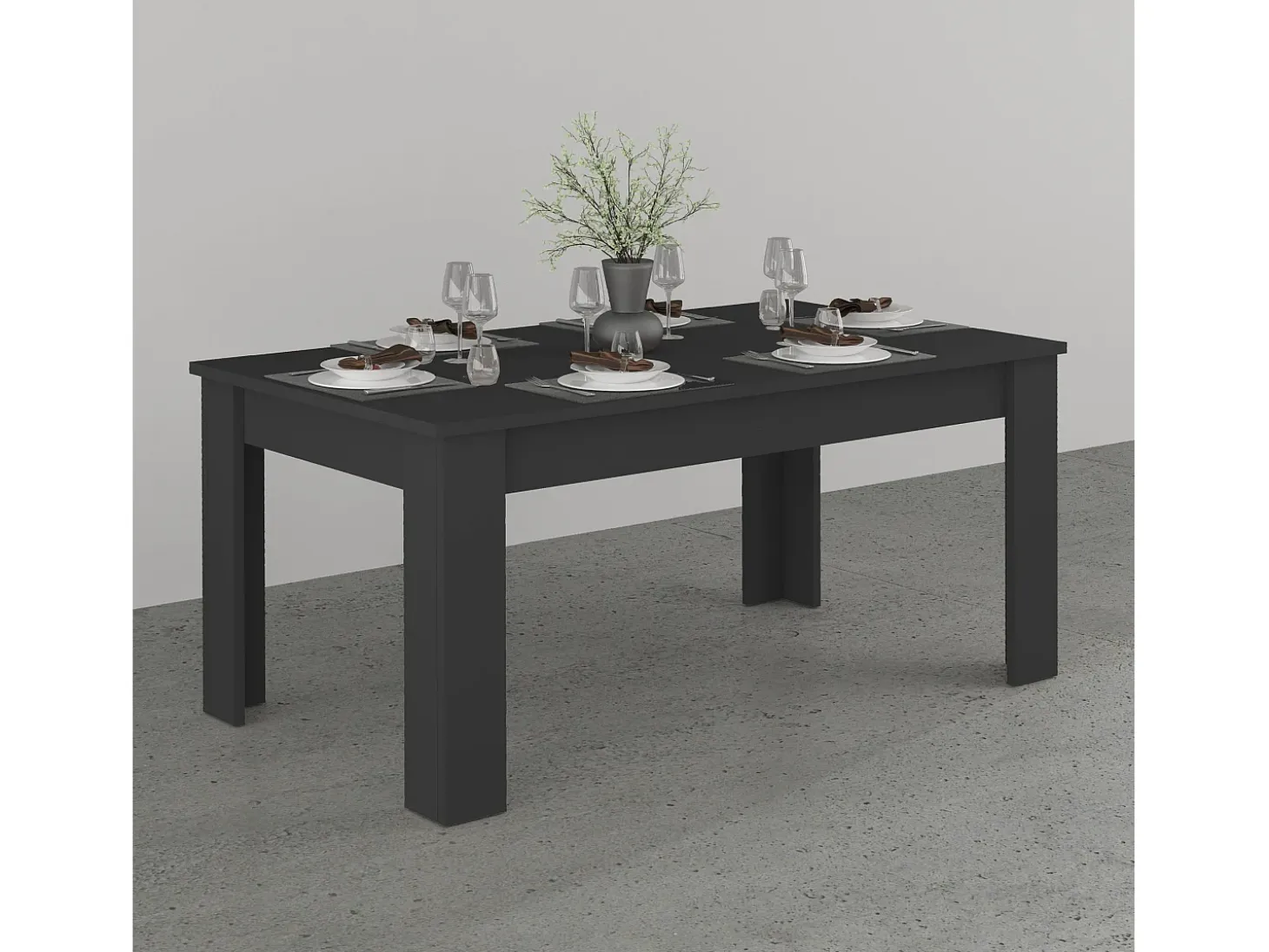 Mesa extensible Jesi ideal para 6-8 personas color antracita mate 140/190x90x75 cm