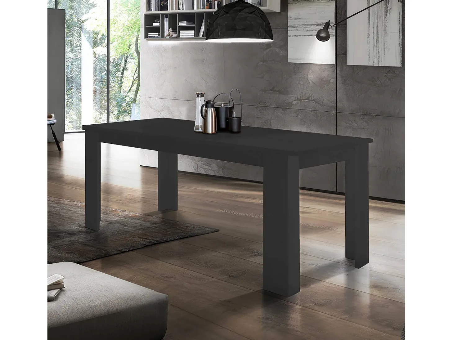 Mesa extensible Jesi ideal para 6-8 personas color antracita mate 140/190x90x75 cm
