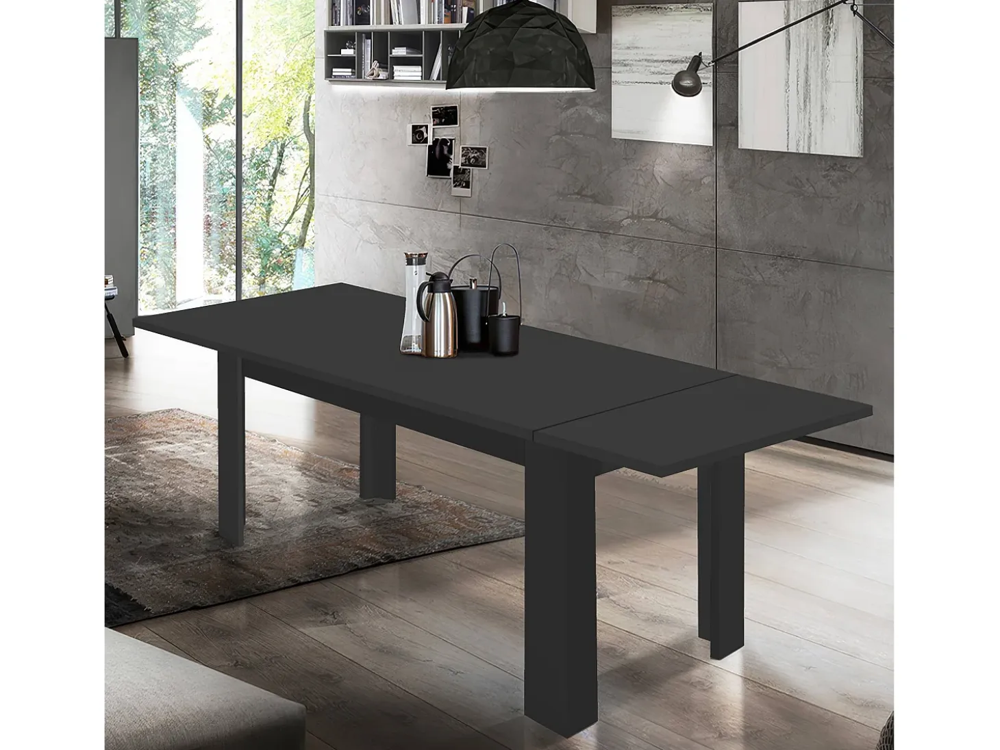 Mesa extensible Jesi ideal para 6-8 personas color antracita mate 140/190x90x75 cm