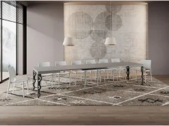 Mesa extensible Karamay de cachemira 120/380x90 cm con patas antracita
