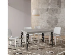 Mesa extensible Karamay de cachemira 120/380x90 cm con patas antracita