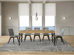 Mesa extensible Karamay Premium 120/380x90 cm roble natural con patas antracita