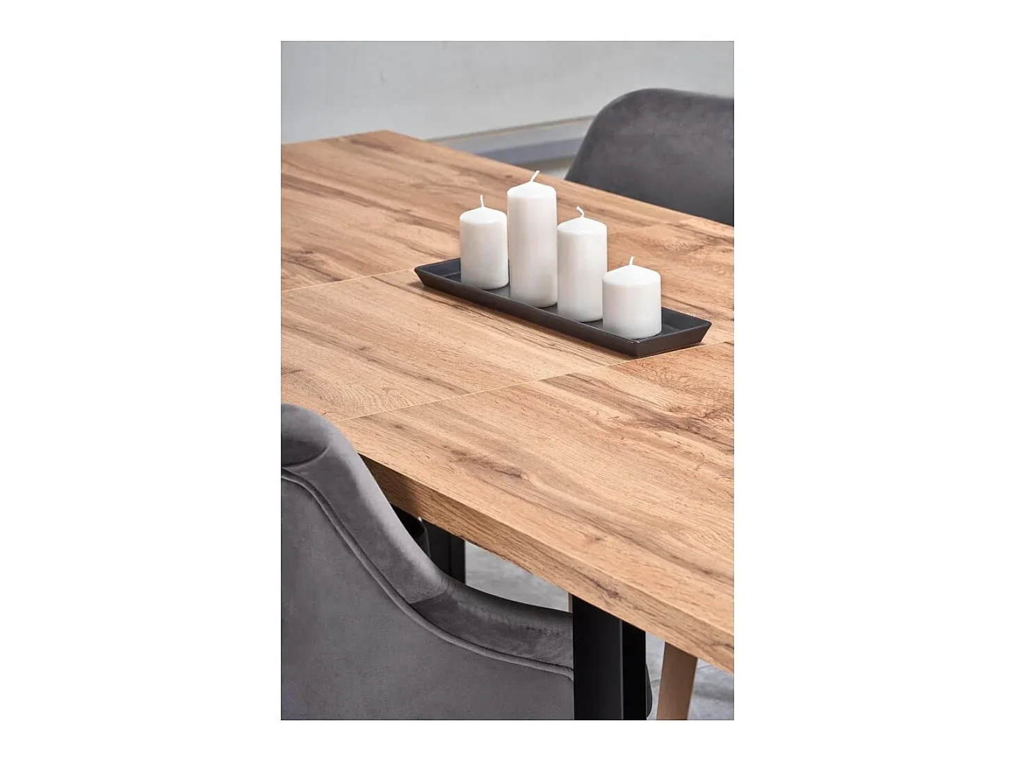 Mesa extensible laminado roble con patas negras 160/210×90 cm