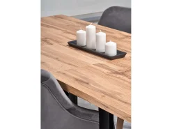 Mesa extensible laminado roble con patas negras 160/210×90 cm