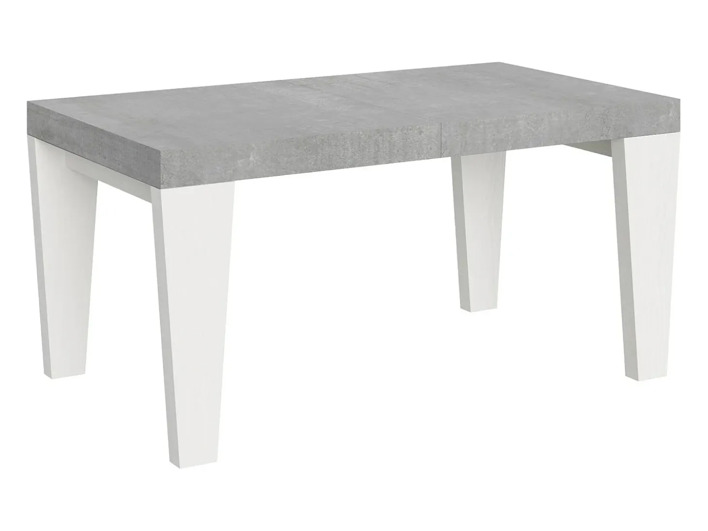 Mesa extensible madera gris hormigón y patas madera blanca 6 a 20 plazas Kristo 160 a 420 cm-Soporte 2 pies