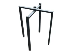 Mesa extensible madera gris hormigón y patas madera blanca 6 a 20 plazas Kristo 160 a 420 cm-Base y soporte con ruedas