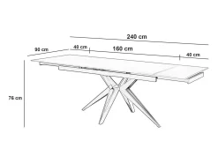 Mesa extensible Match 2 (160/240 x 90 cm) en cerámica negra