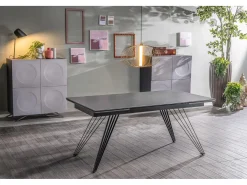 Mesa extensible Match 1 (160/240 x 90 cm) en cerámica negra