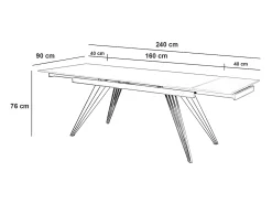Mesa extensible Match 1 (160/240 x 90 cm) en cerámica negra