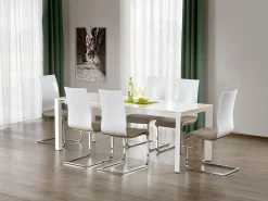 Mesa extensible MDF lacada blanca con patas blancas 130/250×80 cm