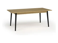 Mesa extensible MONDO – Tablero de roble y patas negras – 160 a 200 cm – Patas inclinadas de metal