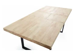Mesa extensible Natural de estilo Industrial Roble nordish/negro 76 cm(alto)140-180 cm(anc