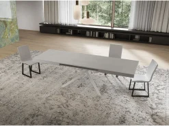 Mesa extensible Niket cachemir 160/244x80 cm con patas blancas