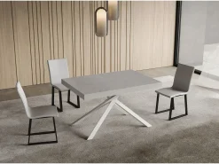 Mesa extensible Niket cachemir 140/400x90 cm con patas blancas