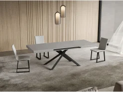 Mesa extensible Niket cachemir 140/244x90 cm con patas antracita