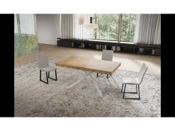 Mesa extensible Niket Cashmere 140/224x80 cm con patas blancas