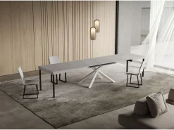 Mesa extensible Niket Cashmere 140/224x80 cm con patas blancas