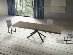 Mesa extensible Niket gris paloma 200/304x90 cm con patas antracita