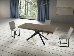 Mesa extensible Niket gris paloma 200/304x90 cm con patas antracita