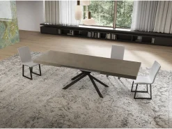 Mesa extensible Niket gris paloma 160/244x80 cm con patas antracita