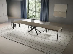 Mesa extensible Niket gris paloma 200/460x90 cm con patas antracita