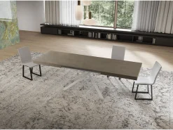 Mesa extensible Niket gris paloma 160/420x90 cm con patas blancas