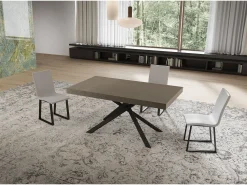 Mesa extensible Niket gris paloma 160/420x90 cm con patas antracita