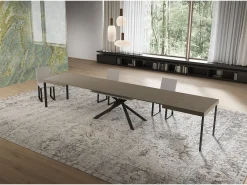 Mesa extensible Niket gris paloma 160/420x90 cm con patas antracita