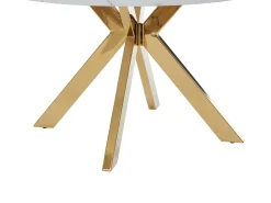 Mesa extensible para 4 a 8 personas de MDF y acero - Efecto mármol blanco y Dorado - KOMONI