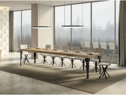 Mesa extensible Paxon Premium 120/380x90 cm roble natural con patas antracita