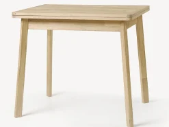 Mesa extensible pequeña de madera maciza de roble blanqueado Larry 90/130 cm