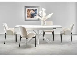 Mesa extensible piedra sinterizada mármol patas 160/200×89 cm