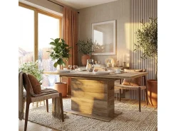 Mesa extensible rectangular de roble 160-200 cm Portland