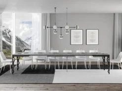 Mesa extensible rectangular para 6 a 16 personas L 120 a 380 cm estructura de metal gris hormigón y antracita Zakary