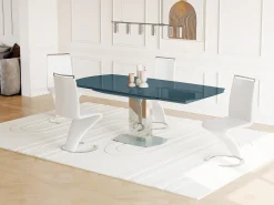 Mesa extensible TALICIA - Cristal templado y metal - Gris
