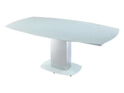 Mesa extensible TALICIA - Cristal templado y metal - Blanco