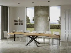 Mesa extensible Volantis 120/380x90 cm roble natural con patas antracita