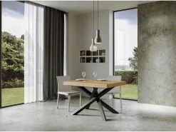 Mesa extensible Volantis 120/380x90 cm roble natural con patas antracita