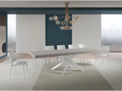 Mesa extensible Volantis Premium Cashmere 200/304x90 cm con patas blancas