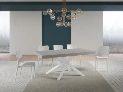 Mesa extensible Volantis Premium Cashmere 200/304x90 cm con patas blancas