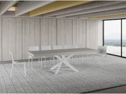 Mesa extensible Volantis Premium Cashmere 160/264x90 cm con patas blancas