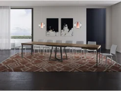 Mesa extensible 130/390x90 cm Abbraccio efecto madera nogal patas antracita