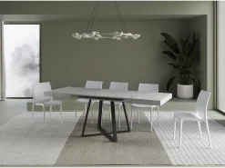 Mesa extensible 120/204x80 cm Abbraccio efecto cemento patas antracita
