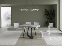 Mesa extensible 120/204x80 cm Abbraccio efecto cemento patas antracita