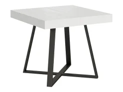 Mesa extensible 90/194x90 cm Abbraccio efecto madera fresno blanco patas antracita